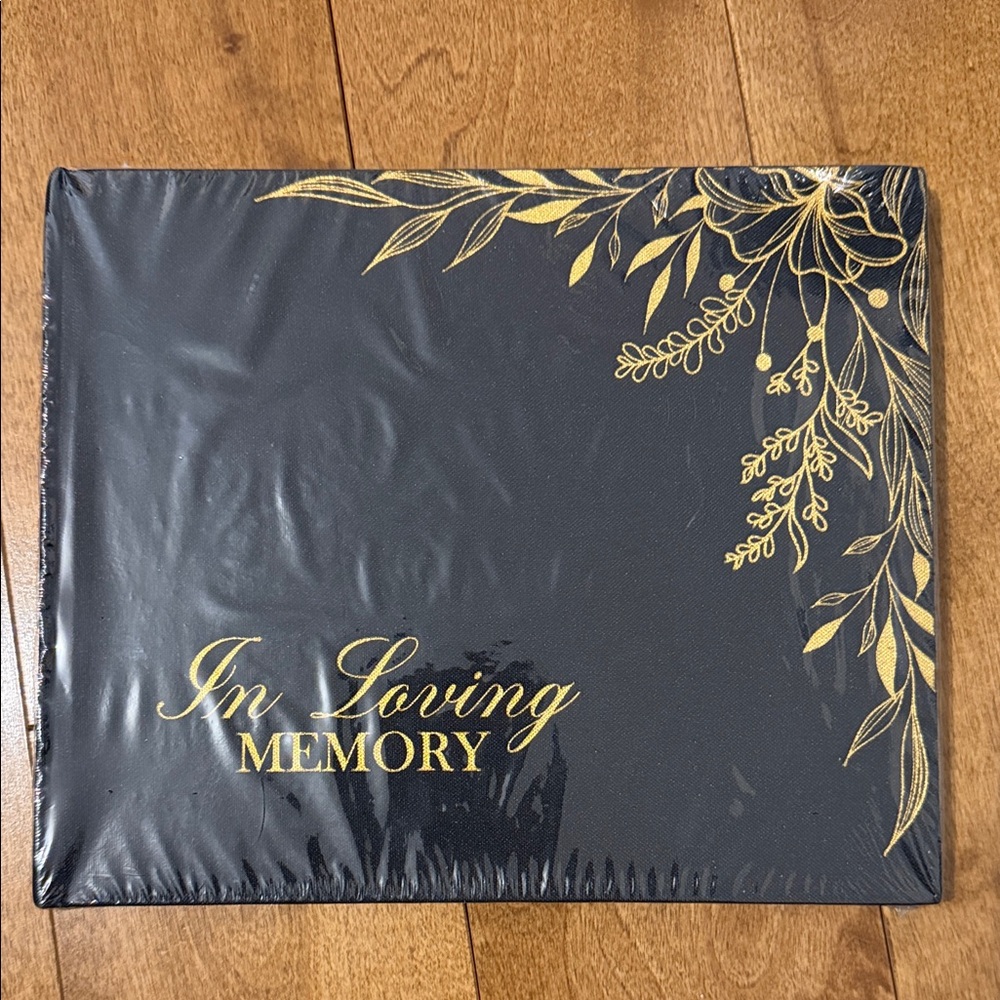 In Loving Memory Memorial Photo Album - Black with Gold Accents